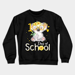 Cute Sunflower Koala Happy 100Th Day Of School Teacher Kids Crewneck Sweatshirt